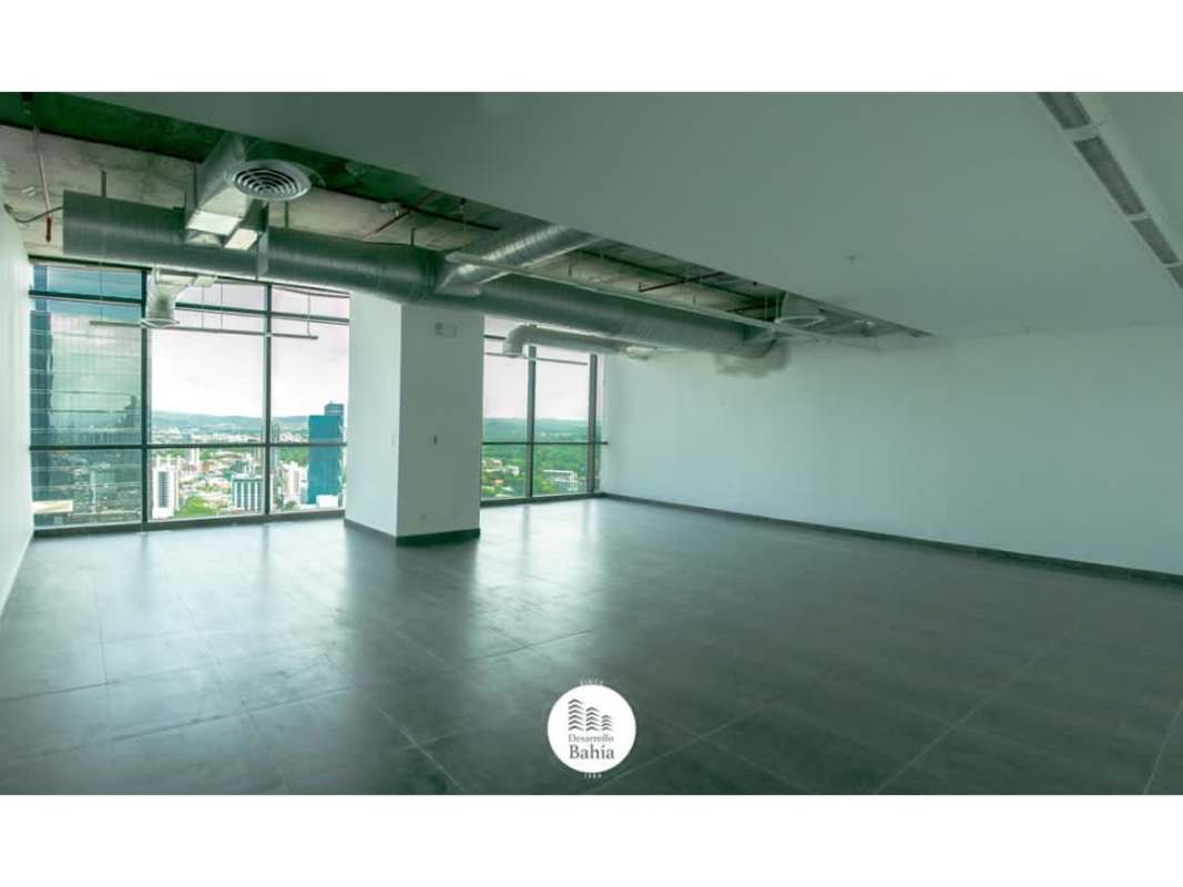 Panoramic skyline views from modern furnished office at Financial Center Panama Calle 50