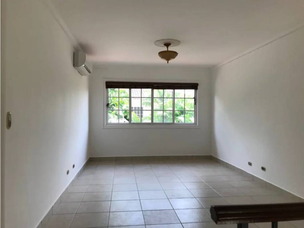 Luxury bathroom with double sink, large mirror, glass enclosed shower in Costa del Este Panama