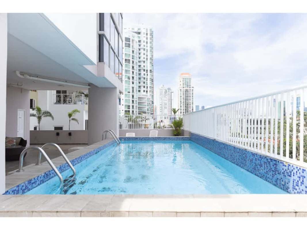 Rooftop swimming pool city skyline panoramic view PH Fairmont Plaza Panama