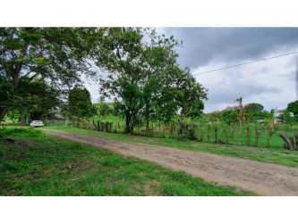 Dirt road access along fenced grass lot at Nueva Gorgona for residential development Panama