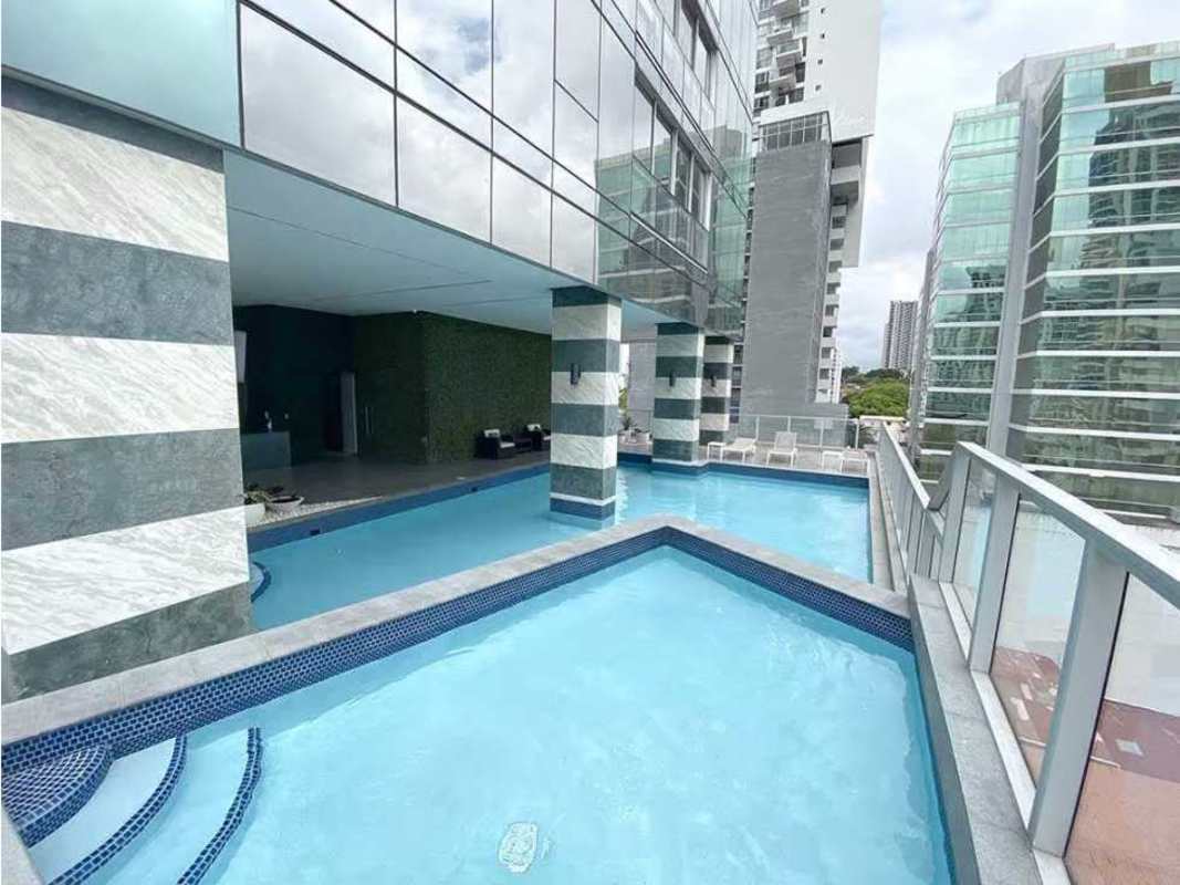 Spacious master bedroom with large windows and city view in PH Jade Tower San Francisco