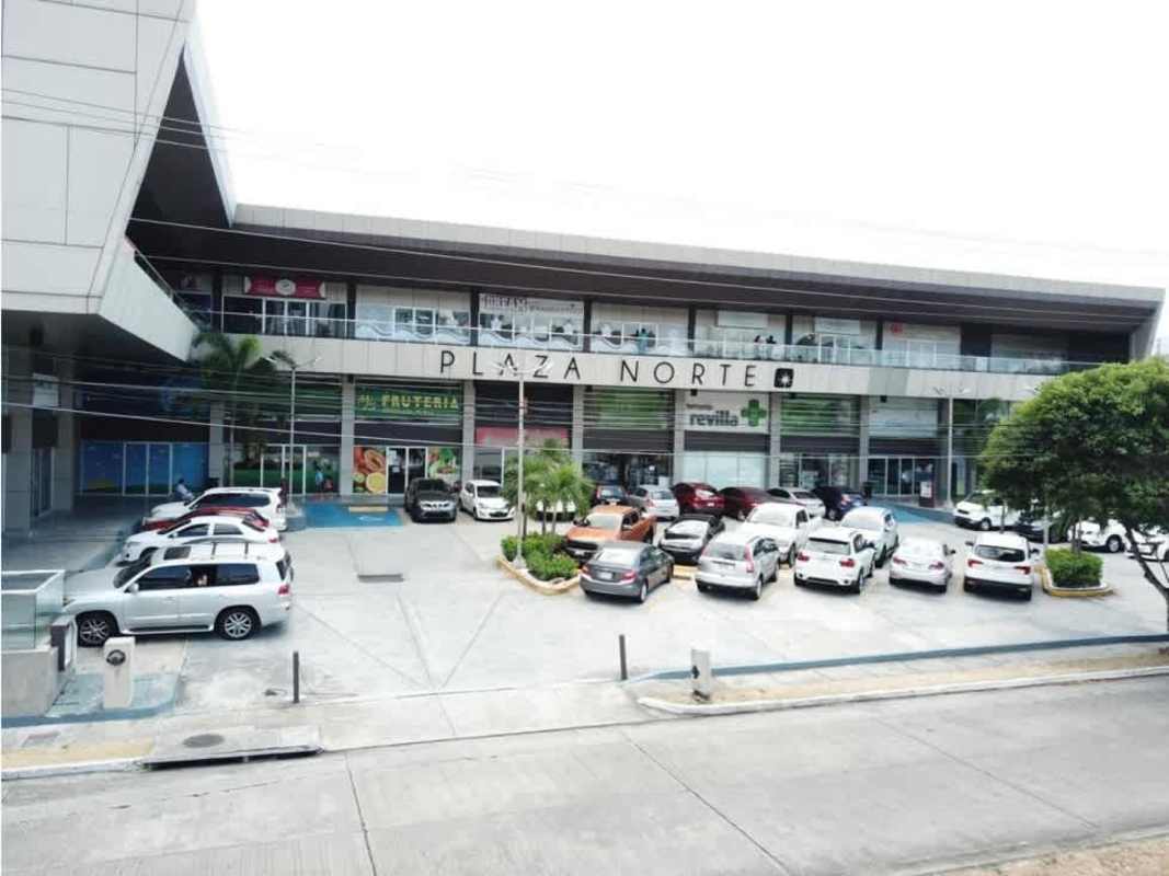 Aerial image of Plaza Norte retail center with ample parking in Condado del Rey Altos de Panamá