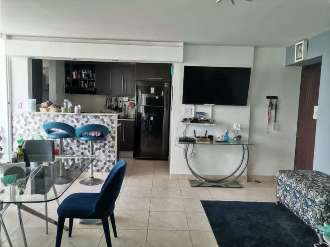 Open concept kitchen with breakfast bar and living area PH Valy Tower Panama City