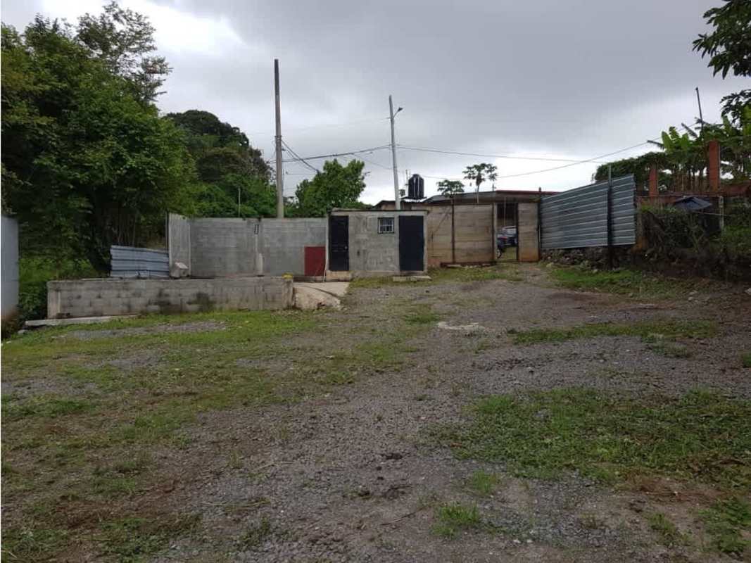 Fenced entry gate and boundary wall on commercial property Pueblo Nuevo Panama
