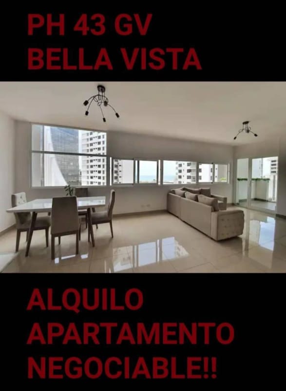 Modern open-plan living room and dining with panoramic ocean and city views in PH 43GV Panama City