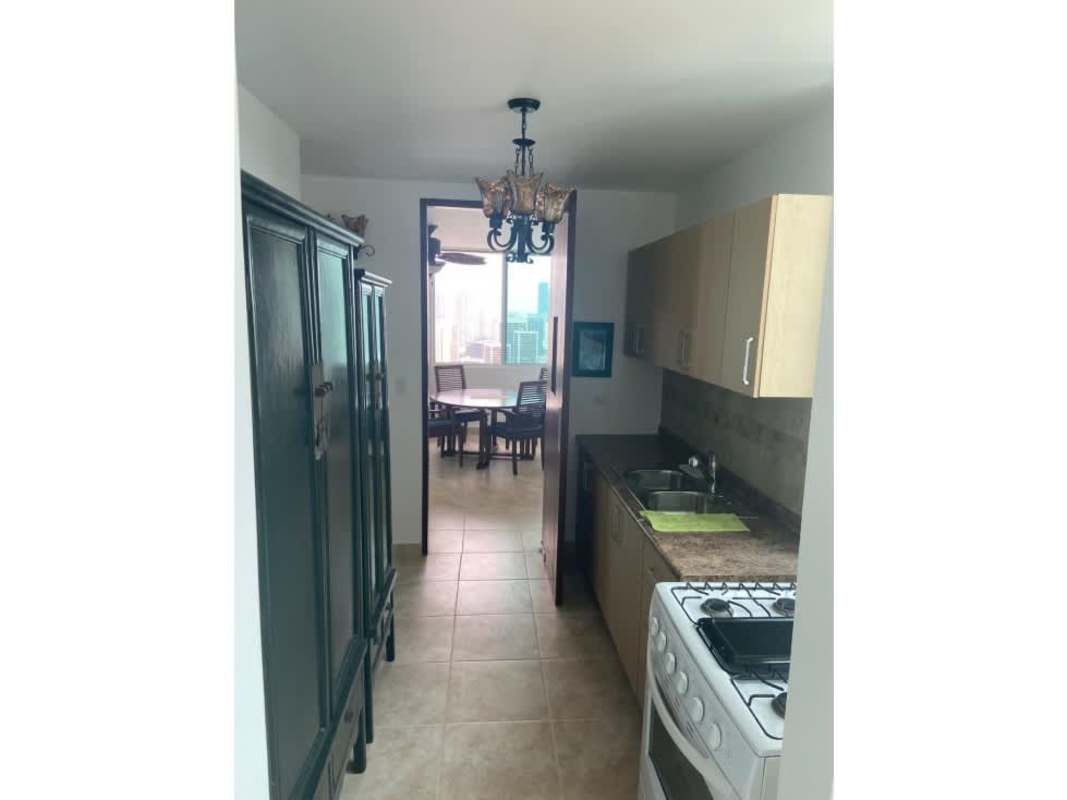 Kitchen with granite countertop and gas stove PH Marquis Tower Panama City
