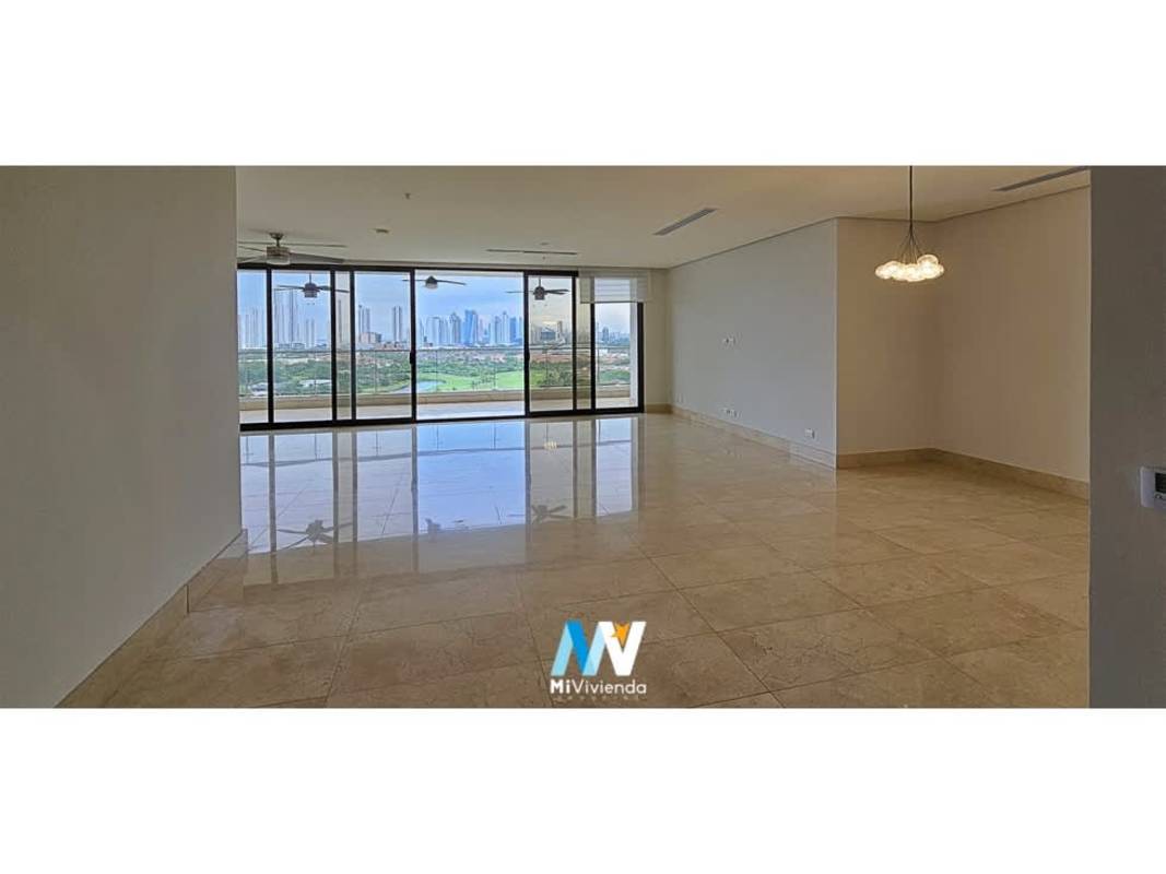Modern living area with large windows and marble floors in La Vista Santa María Golf