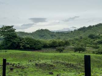 Entrance gate and internal gravel road on large fenced development lot Montevita Las Lajas Panama