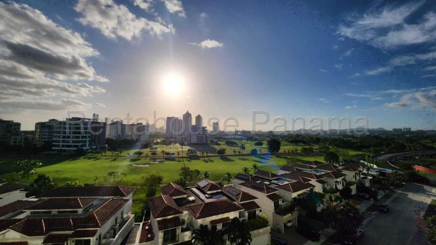 Aerial view Santa Maria golf course and luxury residences Panama City