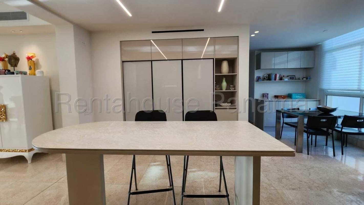 Luxury marble tile bathroom with glass shower enclosure in PH Signature Santa Maria Panama