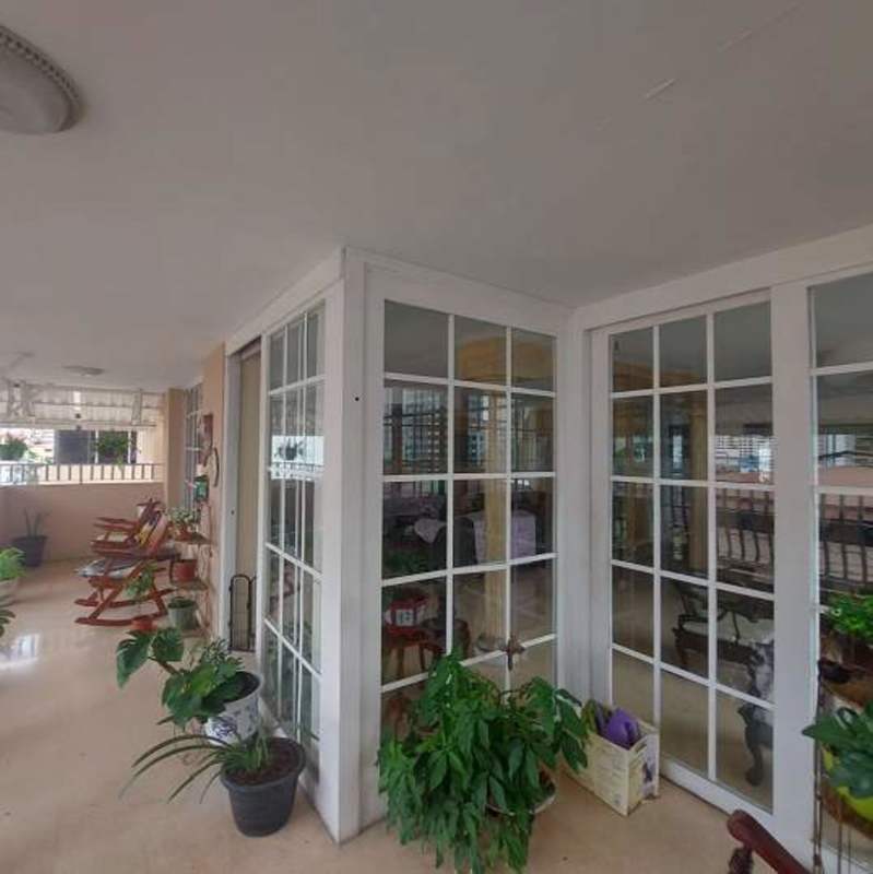 Open living dining with big windows, ceiling fans in PH Altamira Panama
