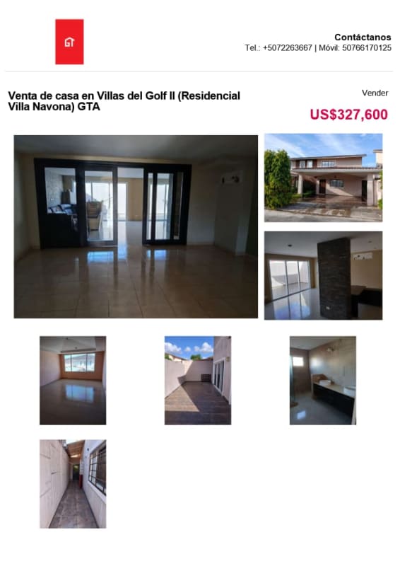 Modern kitchen, living area, terrace, patio and house facade for sale Villa Navona Panama