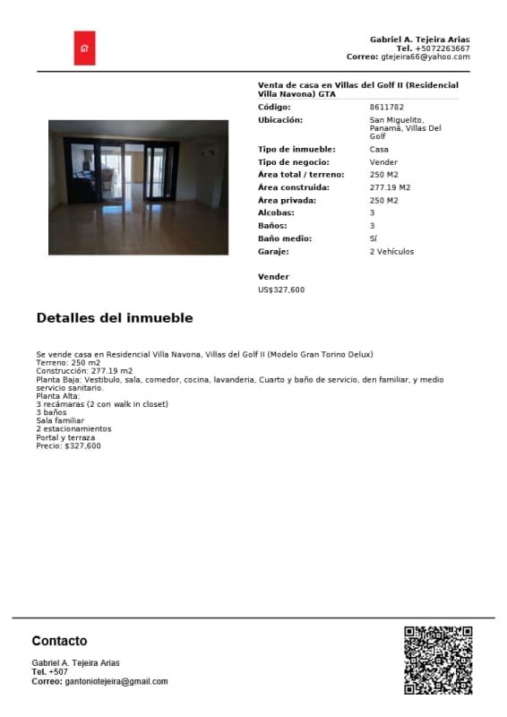 Spacious living room with large sliding glass doors and ceramic tile in Villas del Golf II, Panama City