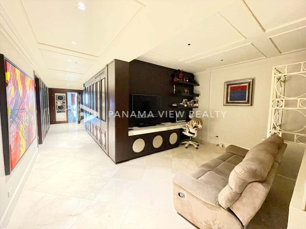 Spa-like bathroom with marble countertops glass shower and luxury finishes in luxury condo PH The Point Panama City