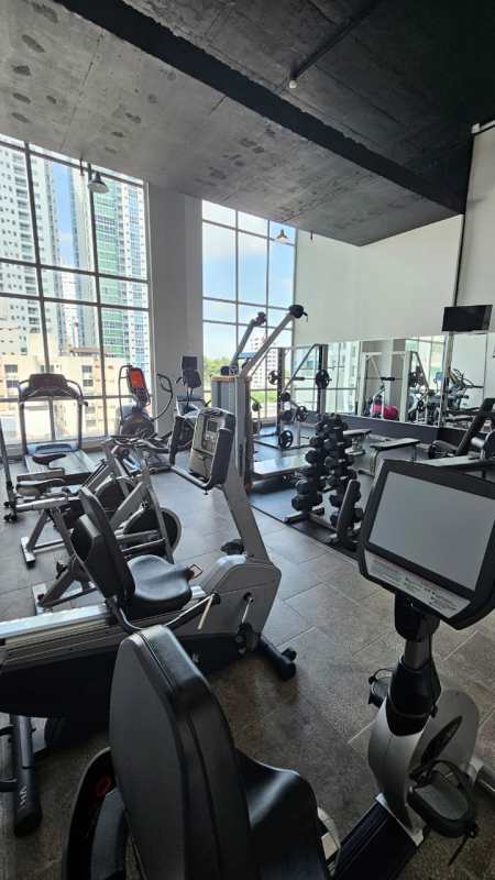 Outdoor pool with sun deck and decorative greenery at PH Quartier 74 San Francisco Panama
