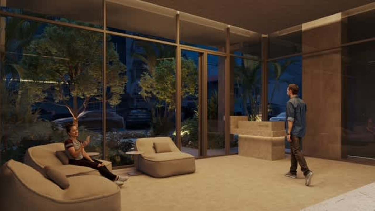 Contemporary lobby with garden view and comfortable seating in PH Gesti68 San Francisco Panama City