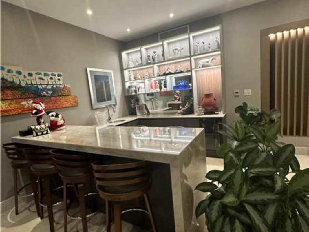 Large terrace overlooking golf course and skyline in PH The Crescent Santa María Panama