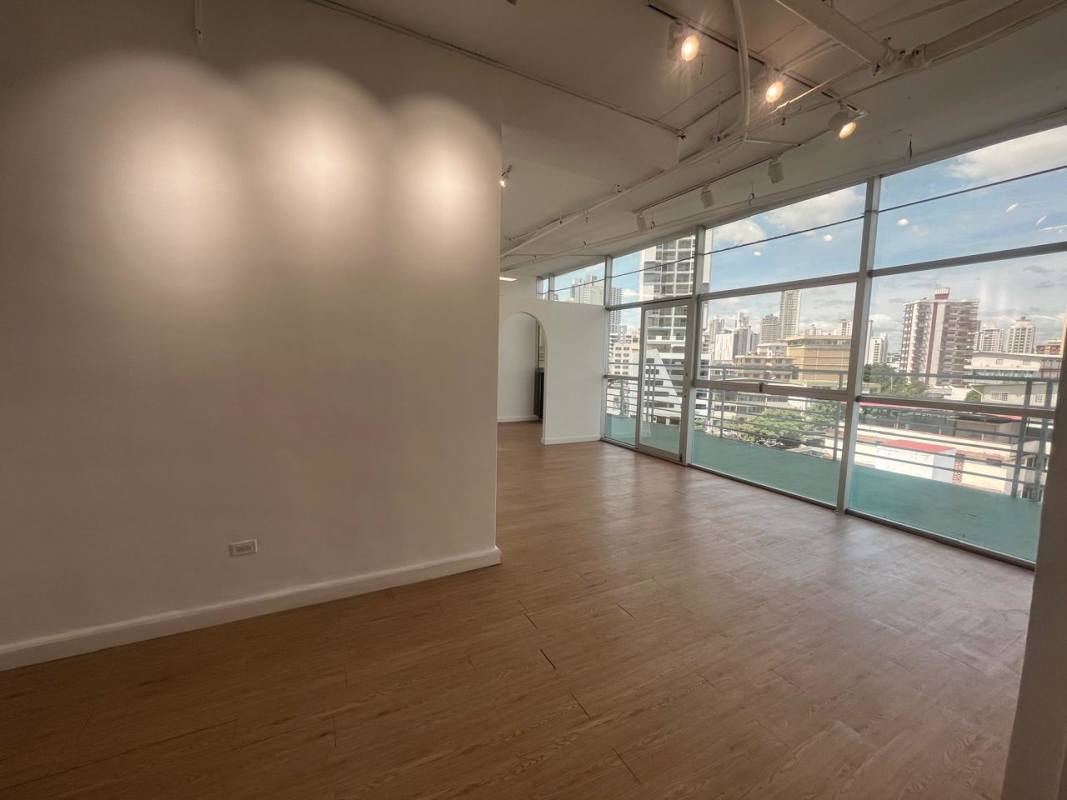 Modern office space with laminate flooring and city views Plaza Obarrio Panama