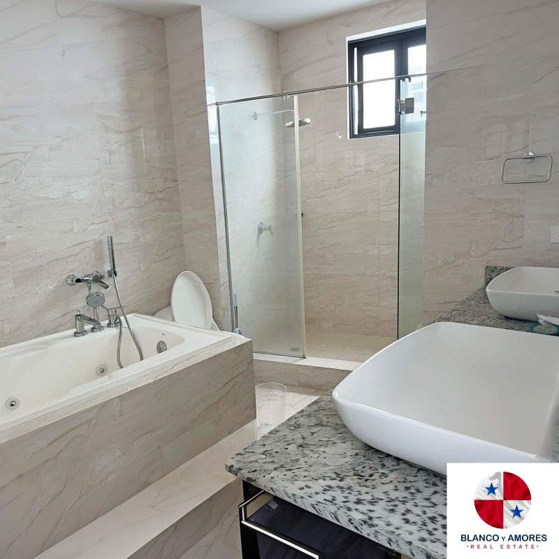 Fully equipped kitchen granite countertops stainless appliances Punta Paitilla Tower Panama City