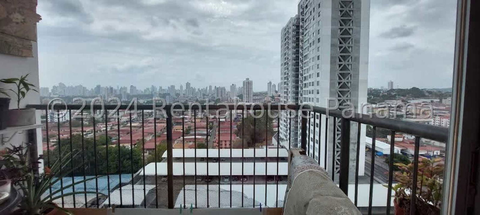 Balcony overlooking Panama city skyline at PH Lefevre 75