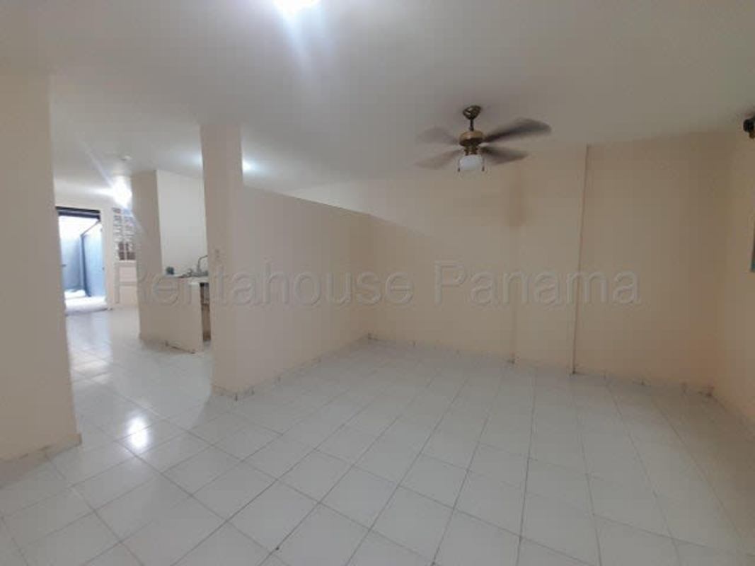 Spacious open living area tiled floors ceiling fan unfurnished apartment PH Lefevre Park Panama