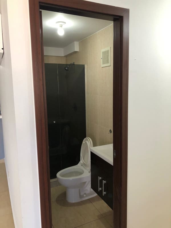 Bathroom with glass enclosed shower and vanity PH Terrazas del Rey Condado del Rey Panama City