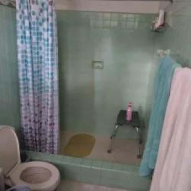 Vintage bathroom with walk-in shower mint green tiles Tocumen Panama