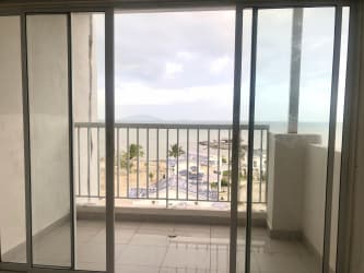 Balcony with panoramic view of Pacific Ocean in Playa Dorada apartment Panama