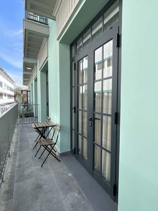 Furnished bedroom with tile floor, split AC, Casco Antiguo Santa Ana Panama City