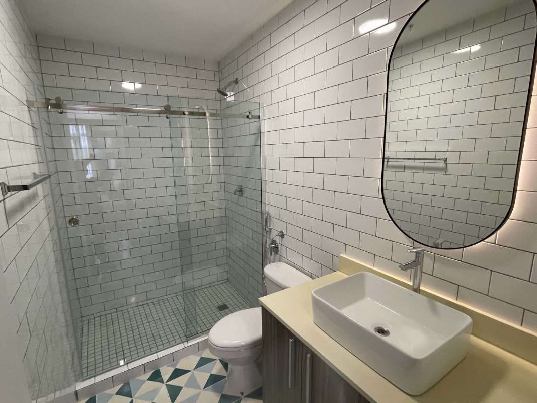 Contemporary bathroom glass shower, vessel sink, tiles in Santa Ana Casco Viejo Panama City