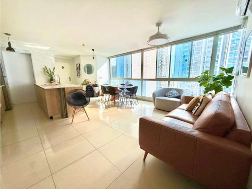 Modern open-plan living room and kitchen with panoramic windows, PH Villa Vista Via España Panama