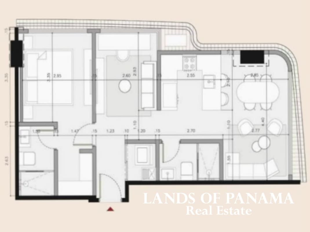 Sleek open kitchen with living area full ocean views PH Ipanema Costa del Este