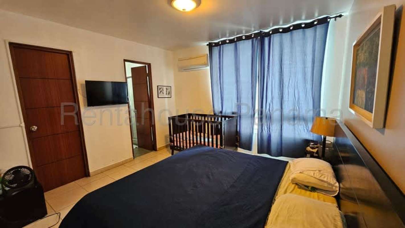 Second bedroom with closet AC and bright window Bella Vista Panama rental