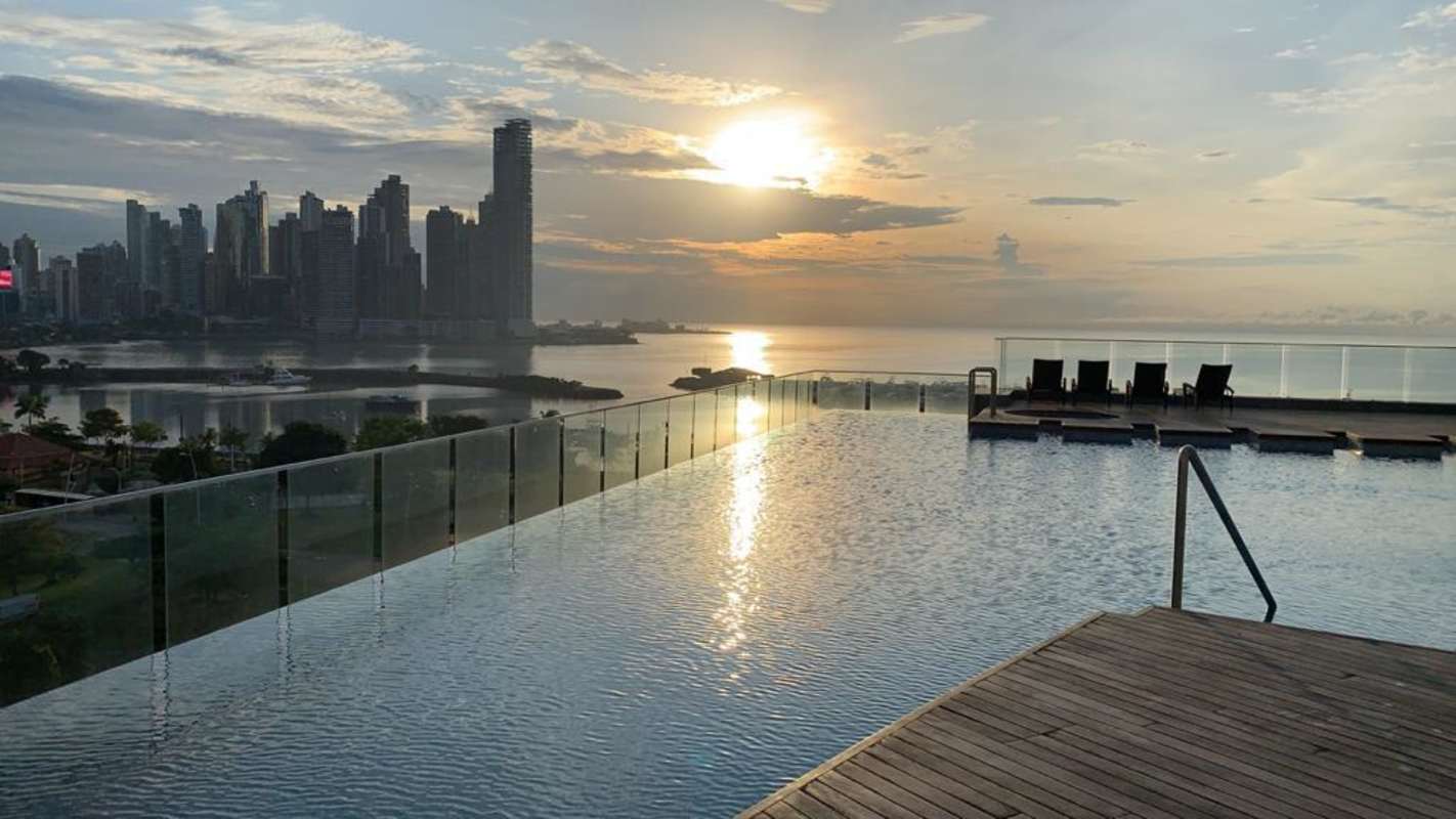 Stylish dining room with modern layout and ocean views in PH Yacht Club Panama City