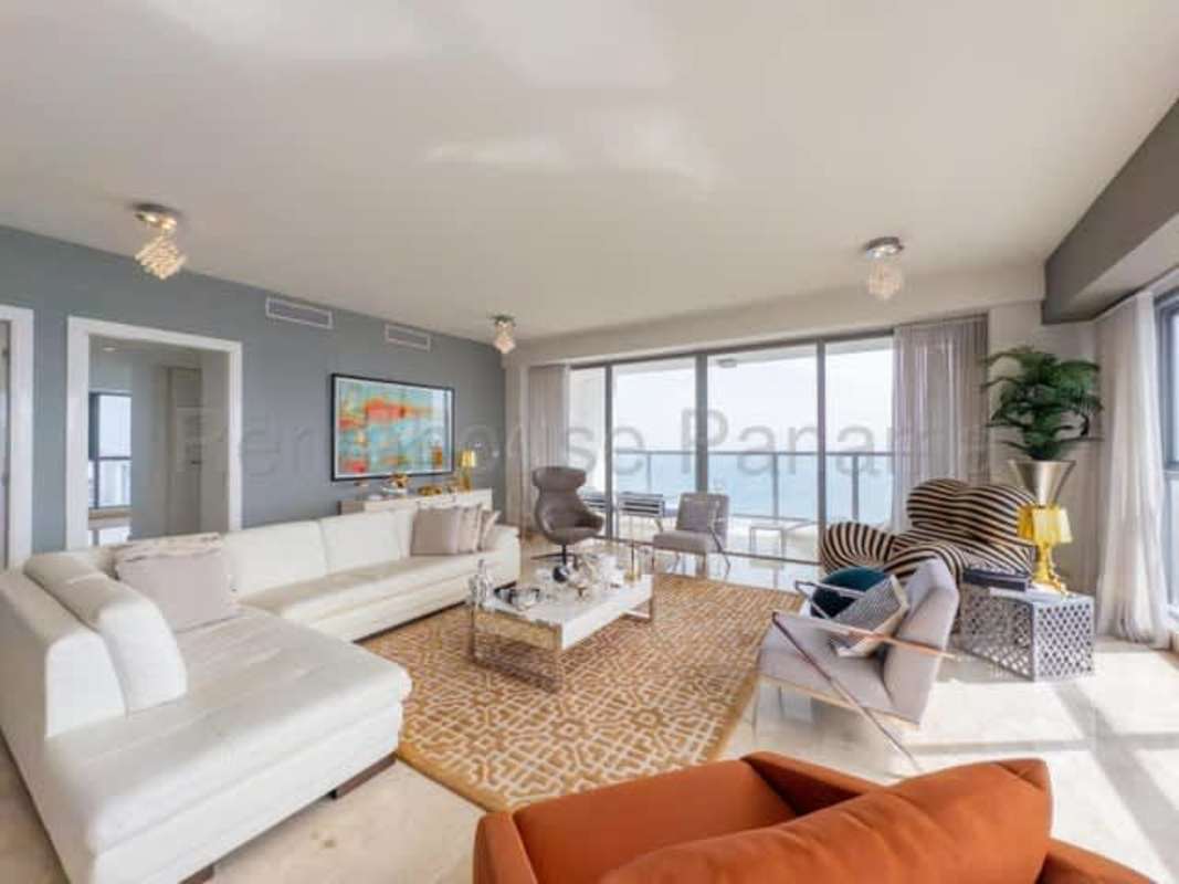 Spacious modern kitchen with stainless appliances marble floors in PH BICSA Panama City