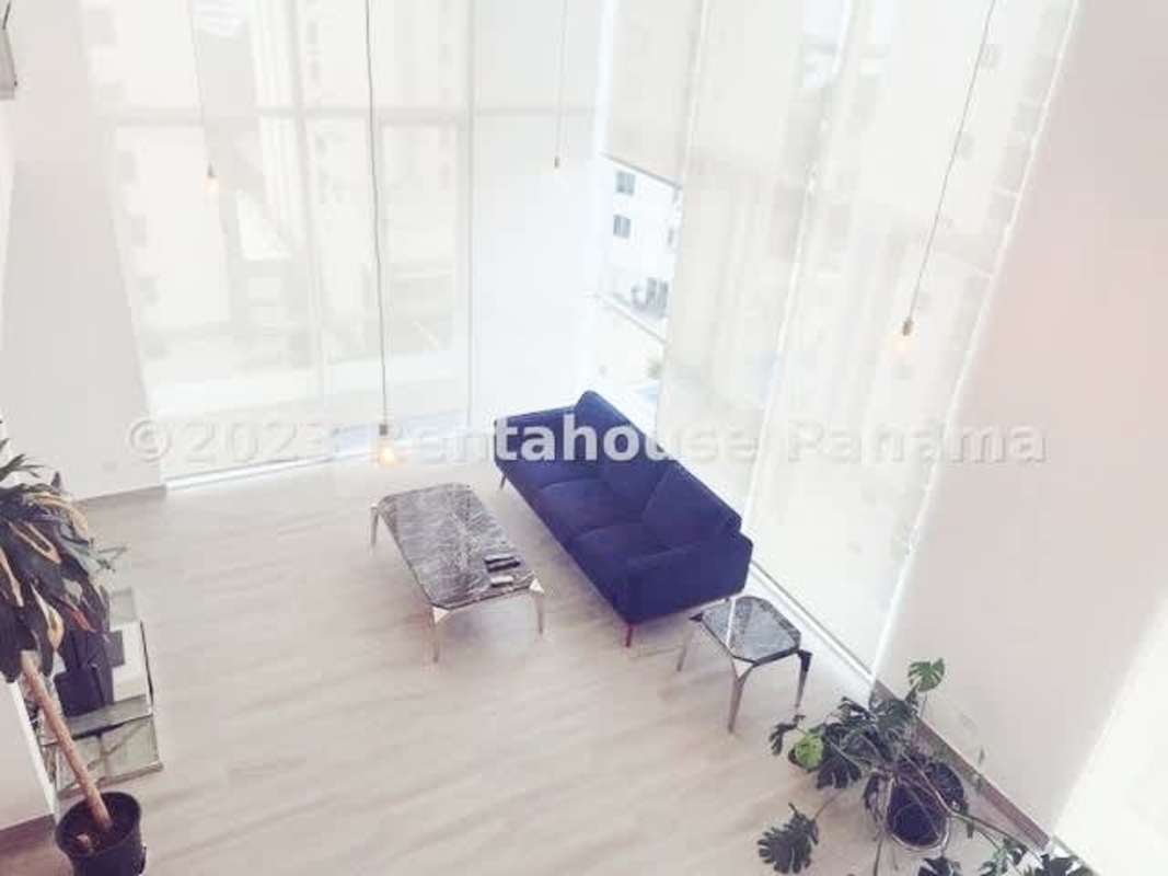 Modern open kitchen with granite breakfast bar in rental loft, Bella Vista Panama City