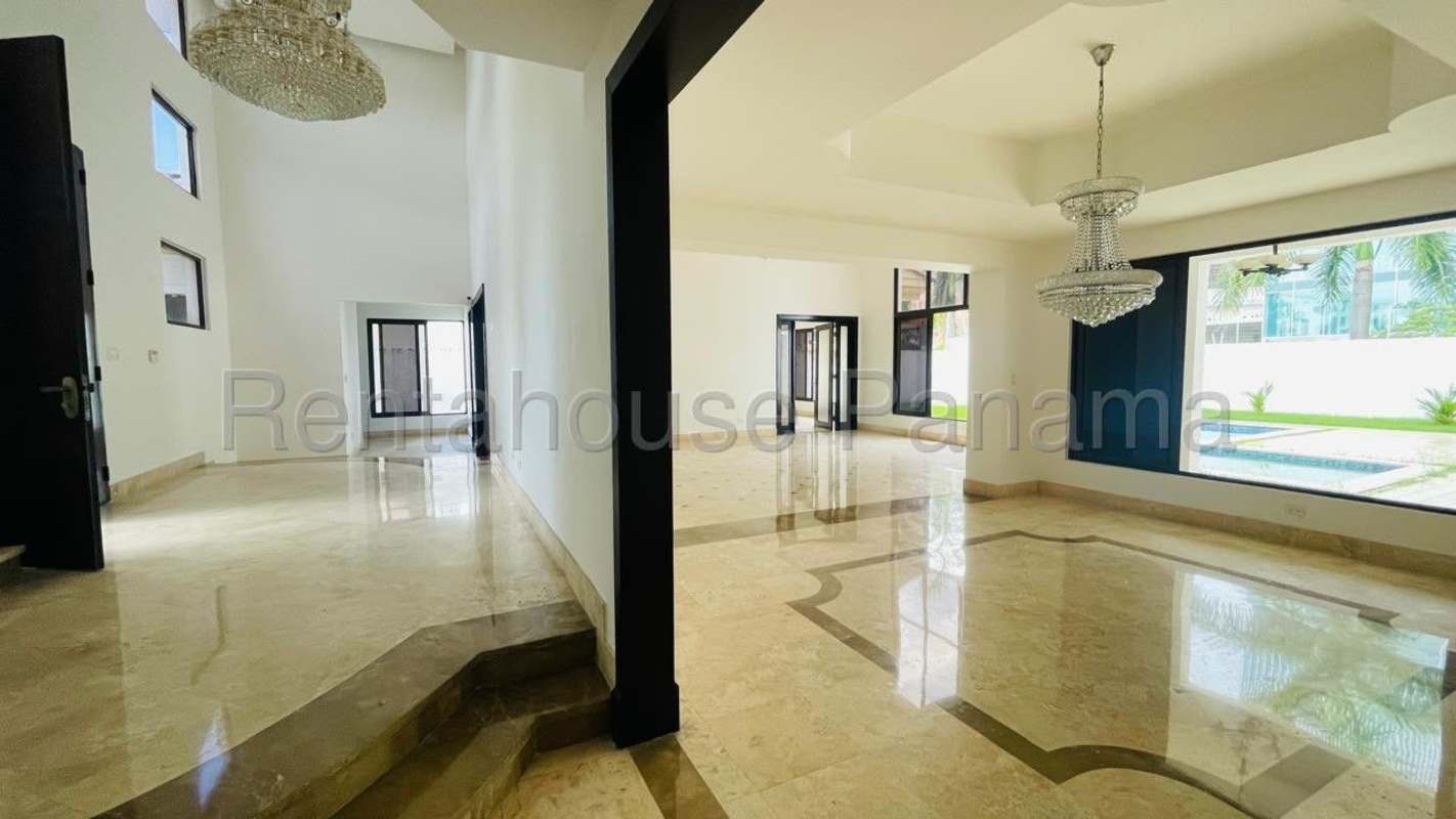 Luxury home kitchen with granite countertop breakfast bar stainless appliances in Costa del Este Panama City