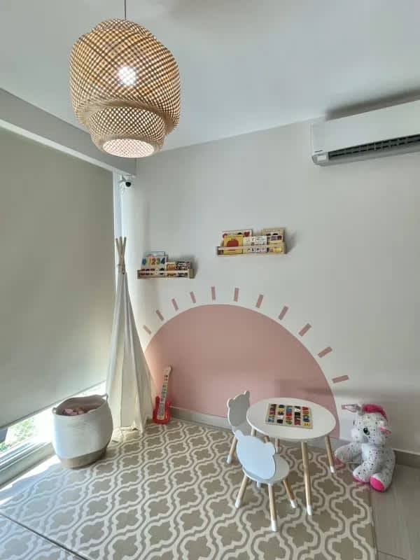 Modern dining room with ocean view balcony access at PH Asia Costa del Este Panama City