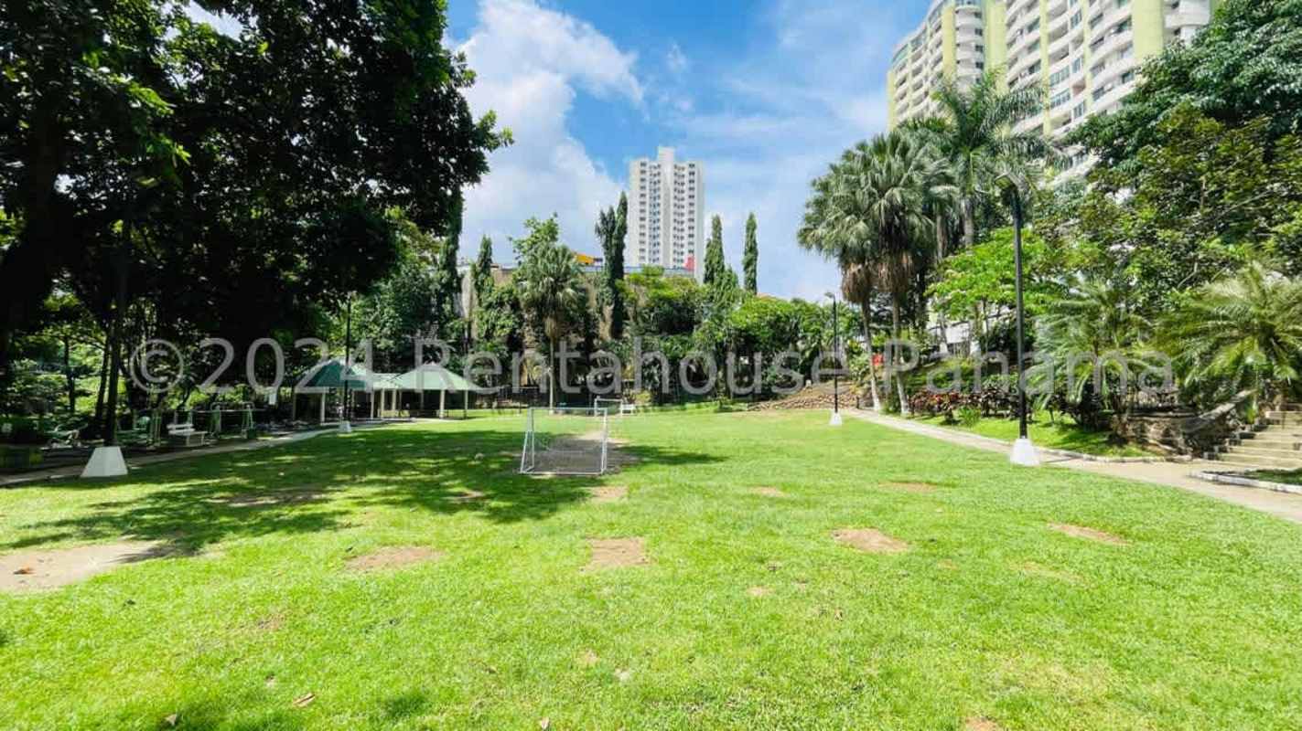 Colorful covered play area with slides and play structures at PH Green Park Tower 700 Condado del Rey Panama