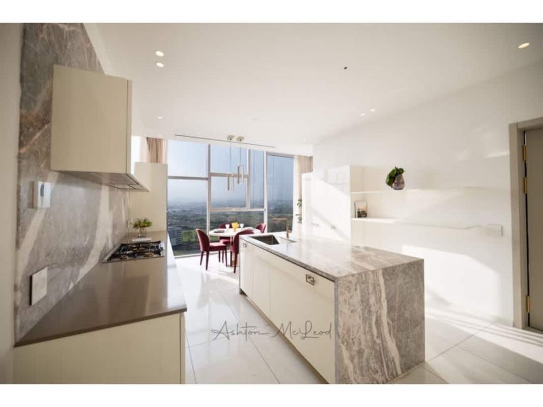 Contemporary living room with panoramic views at La Maison by Fendi Santa María Panama