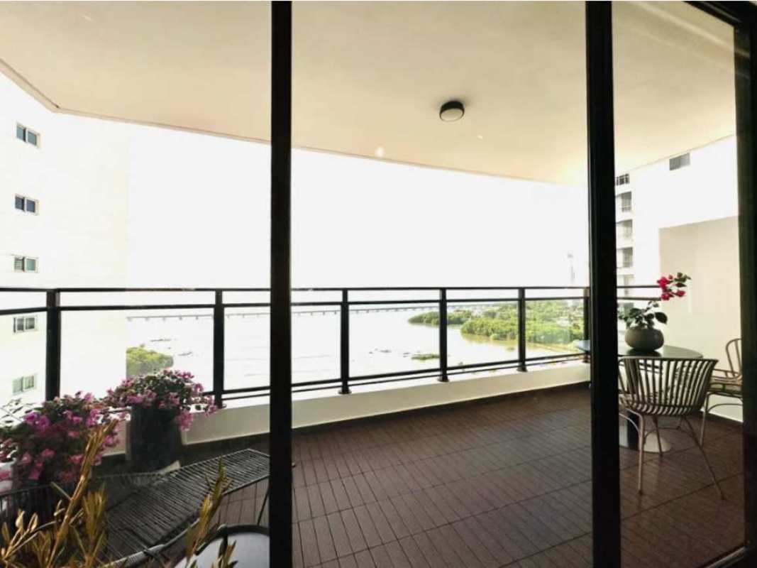 Bright living room with large windows ocean view PH Baleares Coco del Mar Panama