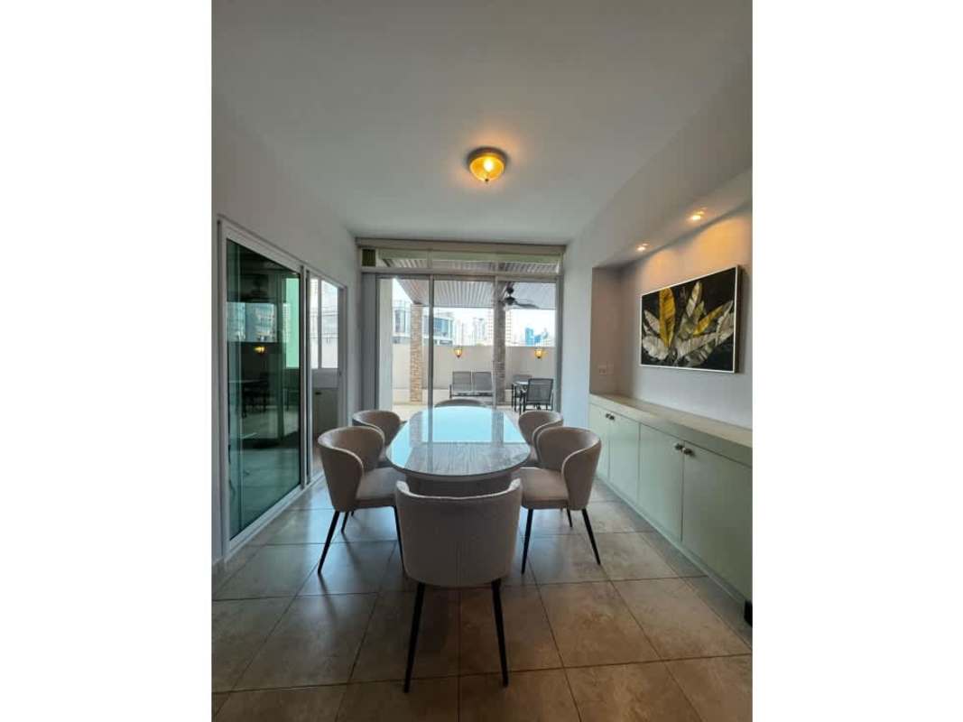 Bathroom with granite vanity and walk-in shower in PH Onyx Tower El Cangrejo Panama