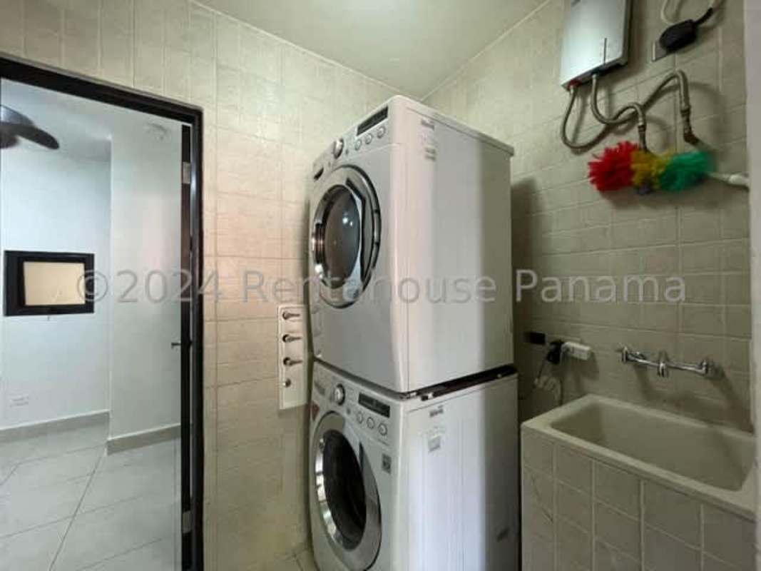 Laundry room with washer dryer hookup tile floor PH Albrook Gardens Panama real estate