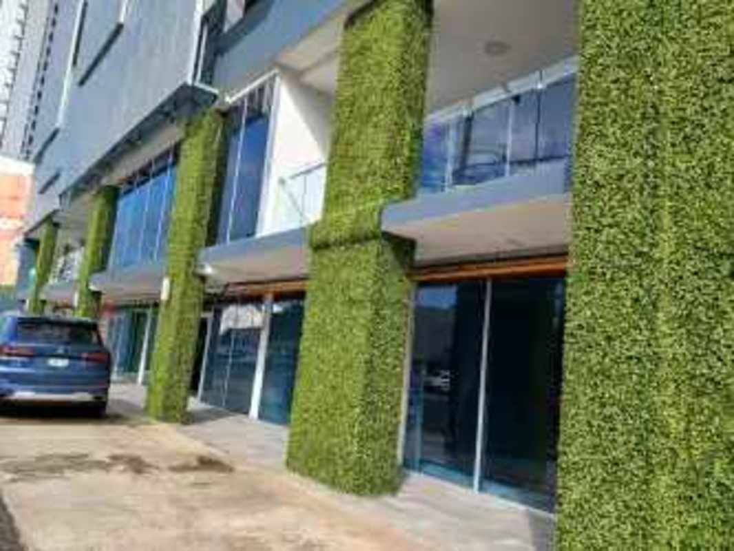 Eco modern commercial building in Panama with green wall features Via España
