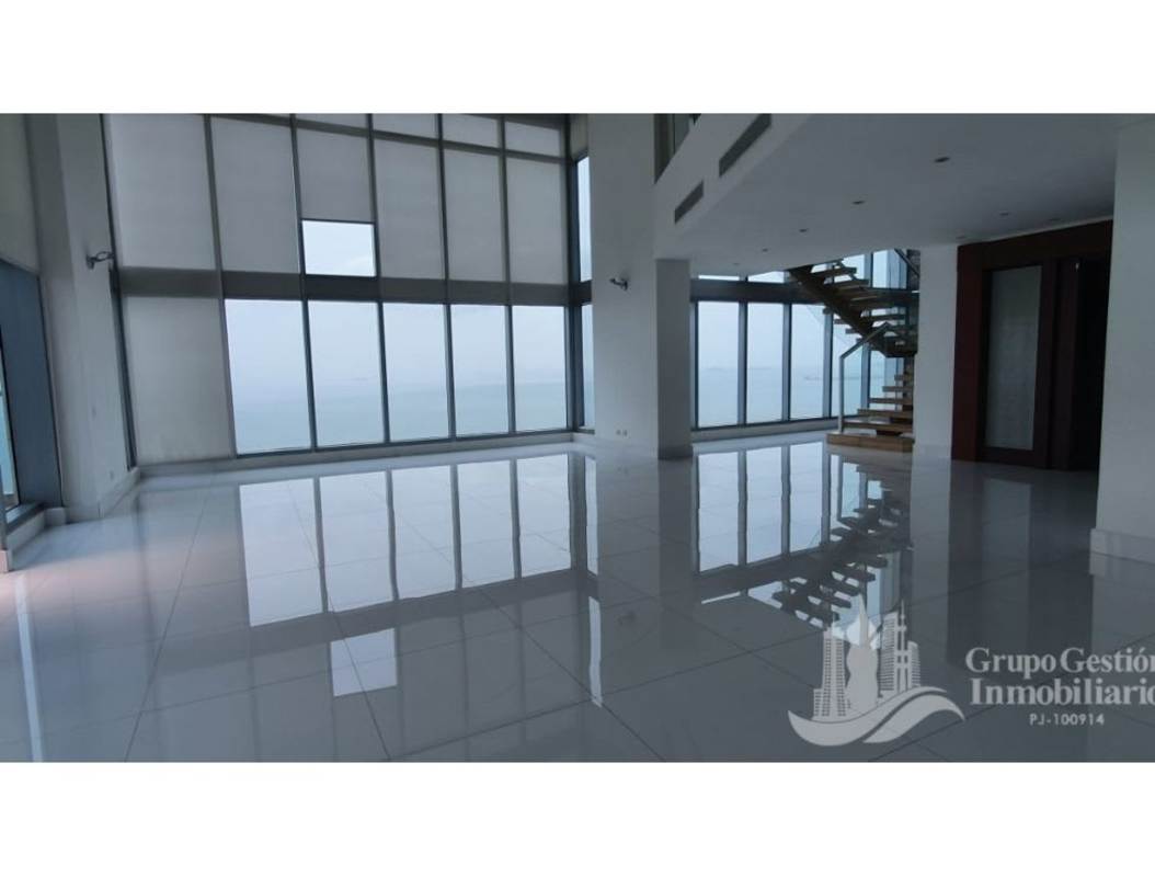 Penthouse balcony terrace with private pool and panoramic Pacific Ocean views Costa del Este Panama