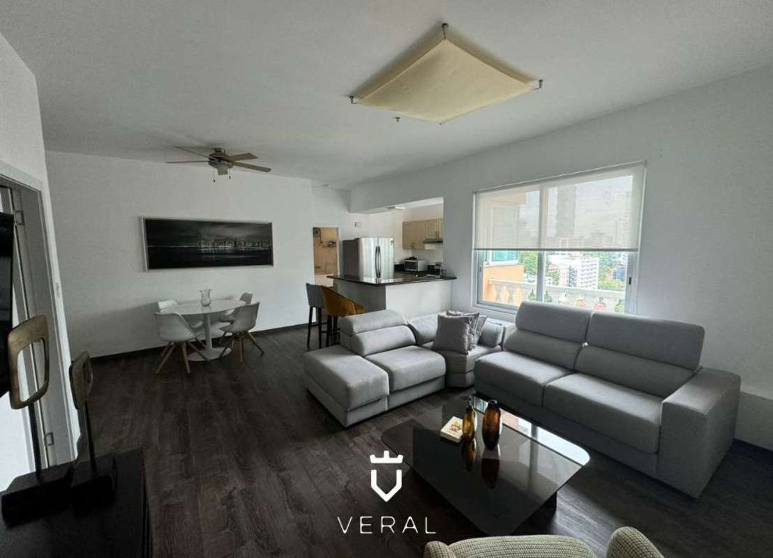 Bright open living and dining area with ocean views marble floors in PH Vista del Mar Marbella Panama