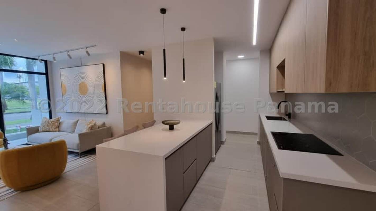 Living dining open plan space in PH Nogal new condo Costa del Este Panama