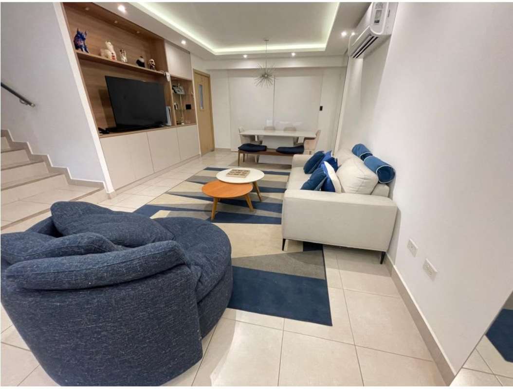 Interior staircase with natural light rental duplex house Brisas del Golf Panama