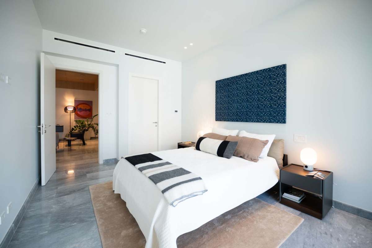 Bedroom with large windows, ocean view by Upper East Tower Costa del Este Panama