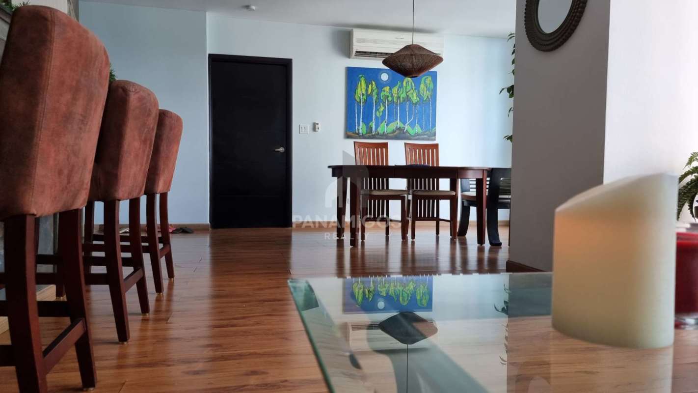 Dining and living open space with city ocean views PH Bayfront Panama